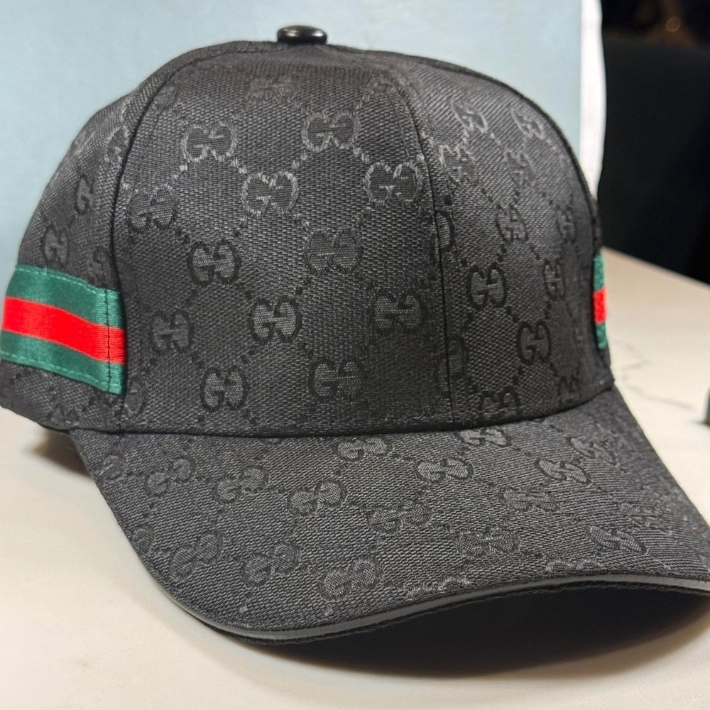 Gucci Black Monogram Baseball Cap